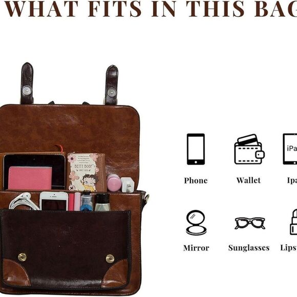 ECOSUSI Vintage Crossbody Messenger Bag Satchel Purse Handbag Briefcase - Picture 4 of 8